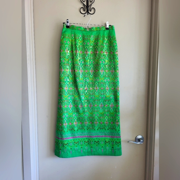 Vintage Custom Asian-Inspired Brocade Pencil Skirt 🌿 - Picture 1 of 7